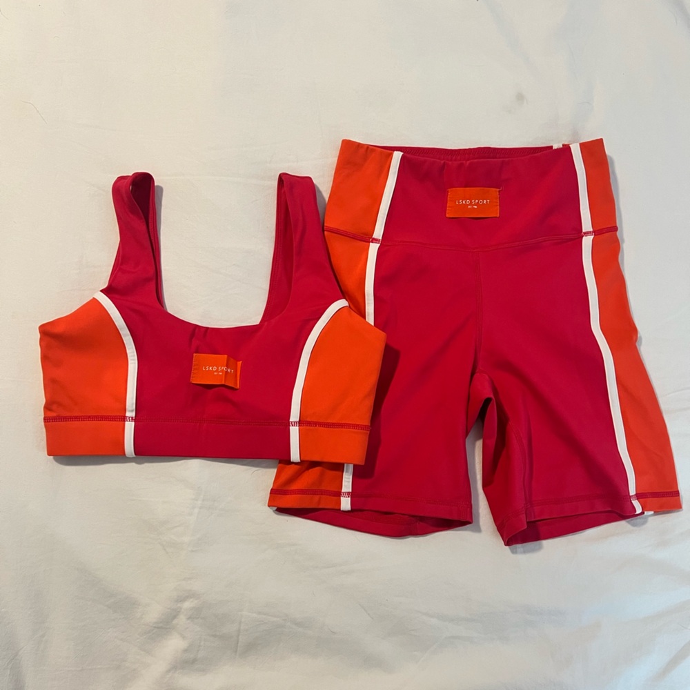 LSKD Women's Red-Pink Sports Bra by - Picture 4 of 8